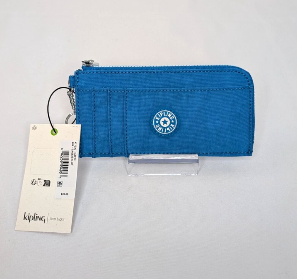 Kipling Dafni Card Case - Eager Blue, White Interior, NWT